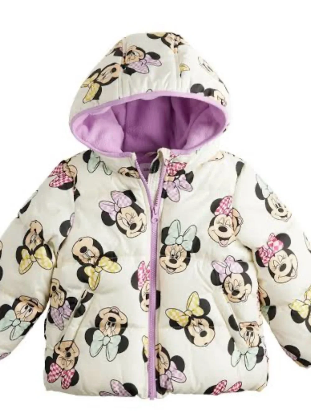 Minnie Mouse Print Hooded Puffer Jacket - Kids